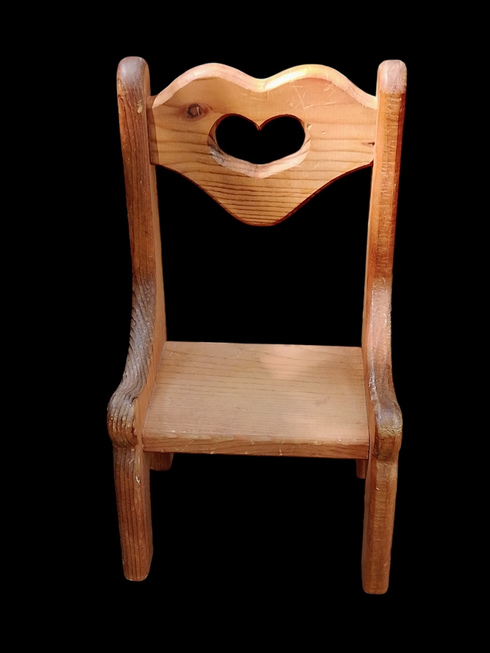 Wooden Heart Back Accent Chair - Natural Brown
